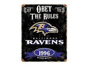 Party Animal Ravens Vintage Metal Sign - "Obey The Rules" - 11.5" Width x 14.5" Height - Steel Party Animal Ravens Vintage Metal Sign - "Obey The Rules" - 11.5" Width x 14.5" Height - Steel