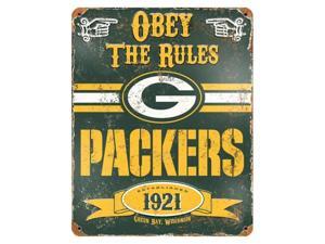 Party Animal Packers Vintage Metal Sign - "Obey The Rules" - 11.5" Width x 14.5" Height - Steel Party Animal Packers Vintage Metal Sign - "Obey The Rules" - 11.5" Width x 14.5" Height - Steel
