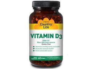 Vitamin D3 2,500 IU Non-fish liver source - Country Life - 60 - Softgel Vitamin D3 2,500 IU Non-fish liver source - Country Life - 60 - Softgel