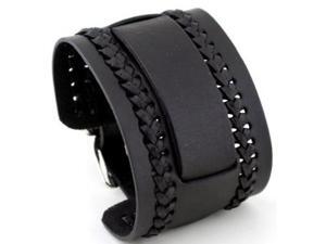 Nemesis NW-K Black Wide Leather Cuff Wrist Watch Band Nemesis NW-K Black Wide Leather Cuff Wrist Watch Band
