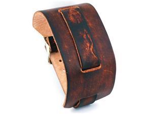 Nemesis #NB-BS Wide Brown Leather Cuff Watch Band Nemesis #NB-BS Wide Brown Leather Cuff Watch Band