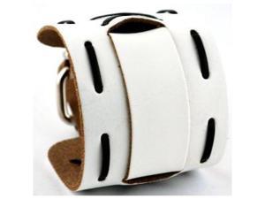 Nemesis #WX13-WK Wide White Leather Cuff Wrist Watch Band Nemesis #WX13-WK Wide White Leather Cuff Wrist Watch Band