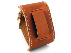 Nemesis #BGSB Brown Wide Leather Cuff Wrist Watch Band with White Stitching Nemesis #BGSB Brown Wide Leather Cuff Wrist Watch Band with White Stitching