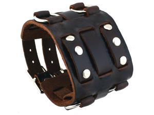 Nemesis #WB-BB Wide Dark Brown Leather Tri Clasp Cuff Wrist Watch Band Nemesis #WB-BB Wide Dark Brown Leather Tri Clasp Cuff Wrist Watch Band