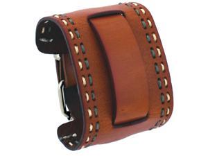 Nemesis #HD-BRG Brown Wide Leather Cuff Wrist Watch Band with Stitching Nemesis #HD-BRG Brown Wide Leather Cuff Wrist Watch Band with Stitching