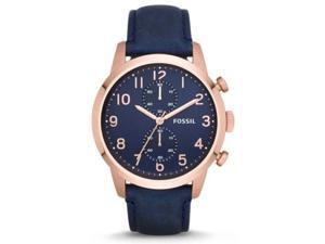 Fossil FS4933 Men's Townsman Rose Gold Tone Blue Leather Band Chronograph Watch Fossil FS4933 Men's Townsman Rose Gold Tone Blue Leather Band Chronograph Watch