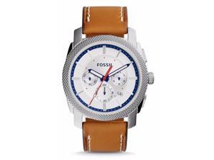 Fossil FS5063 Men's Machine Light Brown Leather Silver Dial Chronograph Watch Fossil FS5063 Men's Machine Light Brown Leather Silver Dial Chronograph Watch