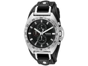 Fossil CH3003 Men's Breaker Black Leather Cuff Band Black Dial Chronograph Watch Fossil CH3003 Men's Breaker Black Leather Cuff Band Black Dial Chronograph Watch