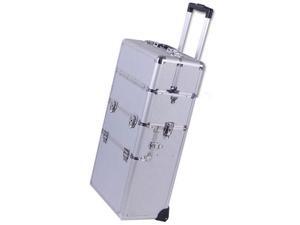 Professional Rolling Train Cosmetic Makeup Case Sliver Professional Rolling Train Cosmetic Makeup Case Sliver