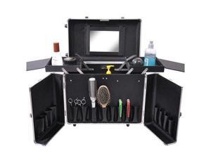 Aluminum Rolling Salon Hair Stylist Train Case Silver Aluminum Rolling Salon Hair Stylist Train Case Silver