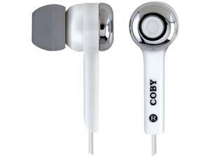 COBY CVE91WHT Isolation Stereo Headset with Volume Control , White COBY CVE91WHT Isolation Stereo Headset with Volume Control , White