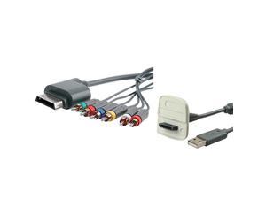 eForCity Premium AV HD Cable Cord + Grey Wireless Controller USB Charing Cable Compatible With Xbox 360 eForCity Premium AV HD Cable Cord + Grey Wireless Controller USB Charing Cable Compatible With Xbox 360
