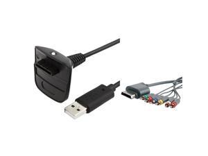 eForCity Black Wireless Controller Charing Cable + Premium Component AV Cable For Microsoft xbox 360 eForCity Black Wireless Controller Charing Cable + Premium Component AV Cable For Microsoft xbox 360