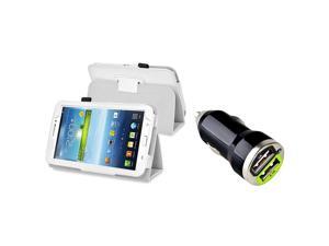 eForCity White Leather Case with Stand with 2-Port USB Car Charger Adapter For Samsung Galaxy Tab 3 7.0 P3200 eForCity White Leather Case with Stand with 2-Port USB Car Charger Adapter For Samsung Galaxy Tab 3 7.0 P3200
