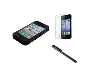 eForCity Rubberized Black / Black TUFF Hybrid Phone Protector Cover + Black Touch Screen Stylus + Reusable Screen Protector Compatible with Apple® iPhone 4 / 4S eForCity Rubberized Black / Black TUFF Hybrid Phone Protector Cover + Black Touch Screen Stylus + Reusable Screen Protector Compatible with Apple® iPhone 4 / 4S