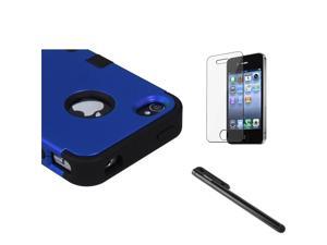 eForCity Titanium Dark Blue / Black TUFF Hybrid Phone Protector Cover + Black Touch Screen Stylus + Reusable Screen Protector Compatible with Apple® iPhone 4 / 4S eForCity Titanium Dark Blue / Black TUFF Hybrid Phone Protector Cover + Black Touch Screen Stylus + Reusable Screen Protector Compatible with Apple® iPhone 4 / 4S