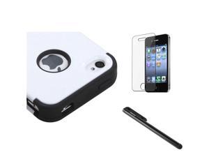eForCity Ivory White / Black TUFF Hybrid Phone Protector Cover + Black Touch Screen Stylus + Reusable Screen Protector Compatible with Apple® iPhone 4 / 4S eForCity Ivory White / Black TUFF Hybrid Phone Protector Cover + Black Touch Screen Stylus + Reusable Screen Protector Compatible with Apple® iPhone 4 / 4S
