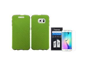 eForCity For Samsung Galaxy S6 Edge SM-G925 Slim Fused Hybrid Leather TPU Case + Screen Protector Neon Green eForCity For Samsung Galaxy S6 Edge SM-G925 Slim Fused Hybrid Leather TPU Case + Screen Protector Neon Green