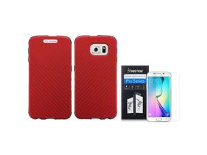 eForCity For Samsung Galaxy S6 Edge SM-G925 Slim Fused Hybrid Leather TPU Cover Case + Screen Protector Red eForCity For Samsung Galaxy S6 Edge SM-G925 Slim Fused Hybrid Leather TPU Cover Case + Screen Protector Red