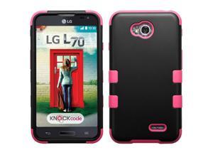eForCity Tuff Dual Layer Protection Hybrid Rubberized Hard PC/Silicone Case Cover For LG Optimus Exceed 2 VS450PP Verizon/Optimus L70 MS323/Realm LS620/Ultimate 2, Black/Hot Pink eForCity Tuff Dual Layer Protection Hybrid Rubberized Hard PC/Silicone Case Cover For LG Optimus Exceed 2 VS450PP Verizon/Optimus L70 MS323/Realm LS620/Ultimate 2, Black/Hot Pink