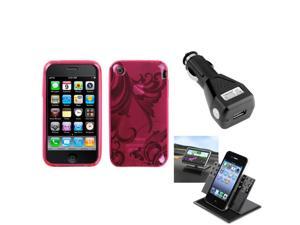 eForCity Car Charger + Holder + Pink Morning Glory Candy Skin Case compatible with Apple® iPhone 3GS/3G eForCity Car Charger + Holder + Pink Morning Glory Candy Skin Case compatible with Apple® iPhone 3GS/3G