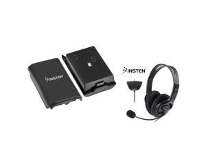 eForCity 2X Black Wireless Controller Battery Pack Shell + Black Headset with Microphone Bundle Compatible With Microsoft Xbox 360, Xbox 360 Slim eForCity 2X Black Wireless Controller Battery Pack Shell + Black Headset with Microphone Bundle Compatible With Microsoft Xbox 360, Xbox 360 Slim