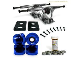 LONGBOARD Skateboard TRUCKS COMBO set w/ 70mm BLUE WHEELS + 9.675" POLISHED trucks LONGBOARD Skateboard TRUCKS COMBO set w/ 70mm BLUE WHEELS + 9.675" POLISHED trucks