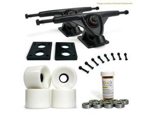 LONGBOARD Skateboard TRUCKS COMBO set w/ 70mm Solid White WHEELS + 9.675" BLACK trucks LONGBOARD Skateboard TRUCKS COMBO set w/ 70mm Solid White WHEELS + 9.675" BLACK trucks