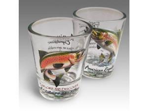 SET OF (2) SHOT GLASSES RAINBOW TROUT FISH SET OF (2) SHOT GLASSES RAINBOW TROUT FISH