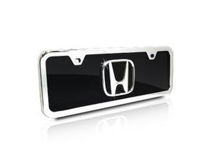 Honda Half-size Black Acrylic License Plate with Chrome Frame Kit Honda Half-size Black Acrylic License Plate with Chrome Frame Kit
