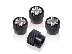 Union Jack Black White Flag Black ABS Tire Stem Valve Caps Union Jack Black White Flag Black ABS Tire Stem Valve Caps