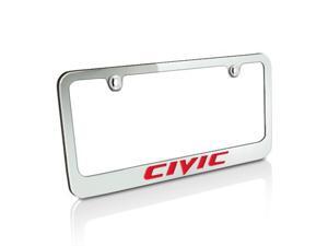 Honda Red Civic Chrome Metal Auto License Plate Frame Honda Red Civic Chrome Metal Auto License Plate Frame