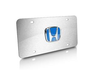 Honda Blue 3D Logo Brushed Stainless Steel License Plate Honda Blue 3D Logo Brushed Stainless Steel License Plate