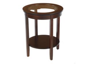 Round Side Table Glass Top - Espresso Round Side Table Glass Top - Espresso