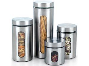 Cook N Home Glass Canister with Stainless Window Set,4pcs Cook N Home Glass Canister with Stainless Window Set,4pcs