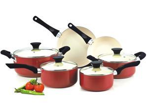 Cook N Home NC-00359 Nonstick Ceramic Coating PTFE-PFOA-Cadmium Free 10-Piece Cookware Set, Red Cook N Home NC-00359 Nonstick Ceramic Coating PTFE-PFOA-Cadmium Free 10-Piece Cookware Set, Red