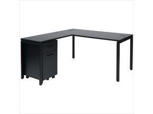 Office Star Prado L-Shape Desk with Mobile Filing Cabinet in Black Office Star Prado L-Shape Desk with Mobile Filing Cabinet in Black