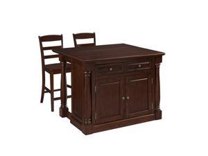 Home Styles Monarch Kitchen Island and Two Stools in Cherry Home Styles Monarch Kitchen Island and Two Stools in Cherry