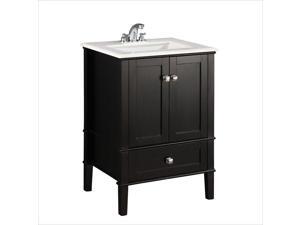 Simpli Home Chelsea 25" Bath Vanity with Quartz Marble Top in Black Simpli Home Chelsea 25" Bath Vanity with Quartz Marble Top in Black