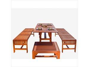 Vifah Malibu 5 Piece Wood Patio Dining Set Vifah Malibu 5 Piece Wood Patio Dining Set