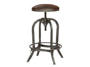 Trent Home 26" Rina Leather Adjustable Bar Stool in Brown Trent Home 26" Rina Leather Adjustable Bar Stool in Brown