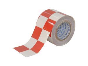 BRADY Aisle Marking Tape, 4In W, 100Ft L, Red/Wht 121918 BRADY Aisle Marking Tape, 4In W, 100Ft L, Red/Wht 121918