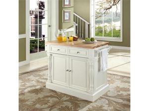 Crosley Butcher Block Top Kitchen Island in White Crosley Butcher Block Top Kitchen Island in White