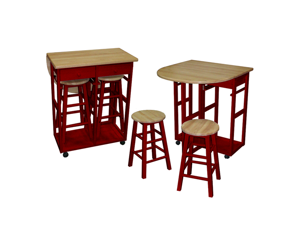 Breakfast cart with drop-leaf table - Red Breakfast cart with drop-leaf table - Red