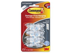 Command Cord Clip, Small, 1/4, w/Adhesive, Clear, 8/Pack Command Cord Clip, Small, 1/4, w/Adhesive, Clear, 8/Pack