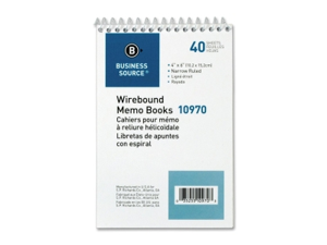Wirebound Memo Book End Opening Wire 4"x6" 40Shts White Wirebound Memo Book End Opening Wire 4"x6" 40Shts White