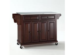 Crosley Stainless Steel Top Kitchen Cart/Island in Vintage Mahogany Crosley Stainless Steel Top Kitchen Cart/Island in Vintage Mahogany