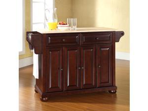 Crosley Alexandria Natural Wood Top Kitchen Island in Vintage Mahogany Crosley Alexandria Natural Wood Top Kitchen Island in Vintage Mahogany