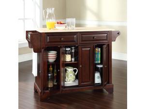 Crosley LaFayette Natural Wood Top Kitchen Island in Vintage Mahogany Crosley LaFayette Natural Wood Top Kitchen Island in Vintage Mahogany