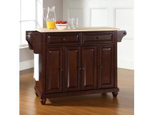 Crosley Cambridge Natural Wood Top Kitchen Island in Vintage Mahogany Crosley Cambridge Natural Wood Top Kitchen Island in Vintage Mahogany